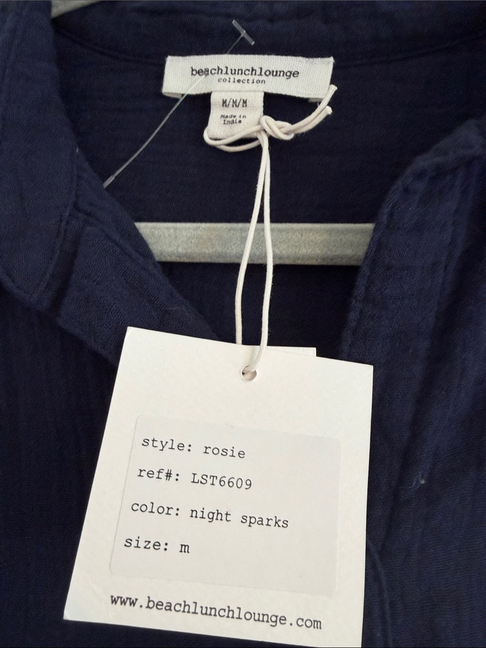 beachlunchlounge Navy Button-Front Casual Top - Picture 2 of 2